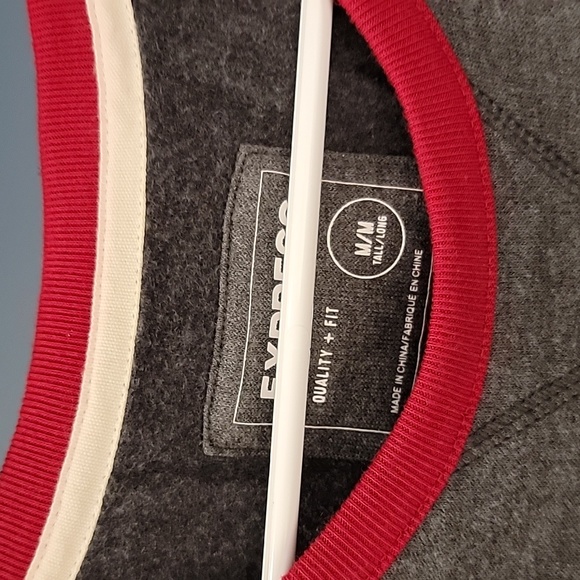 Mens crewneck baseball style sweatshirt with kangaroo pocket - Picture 2 of 2